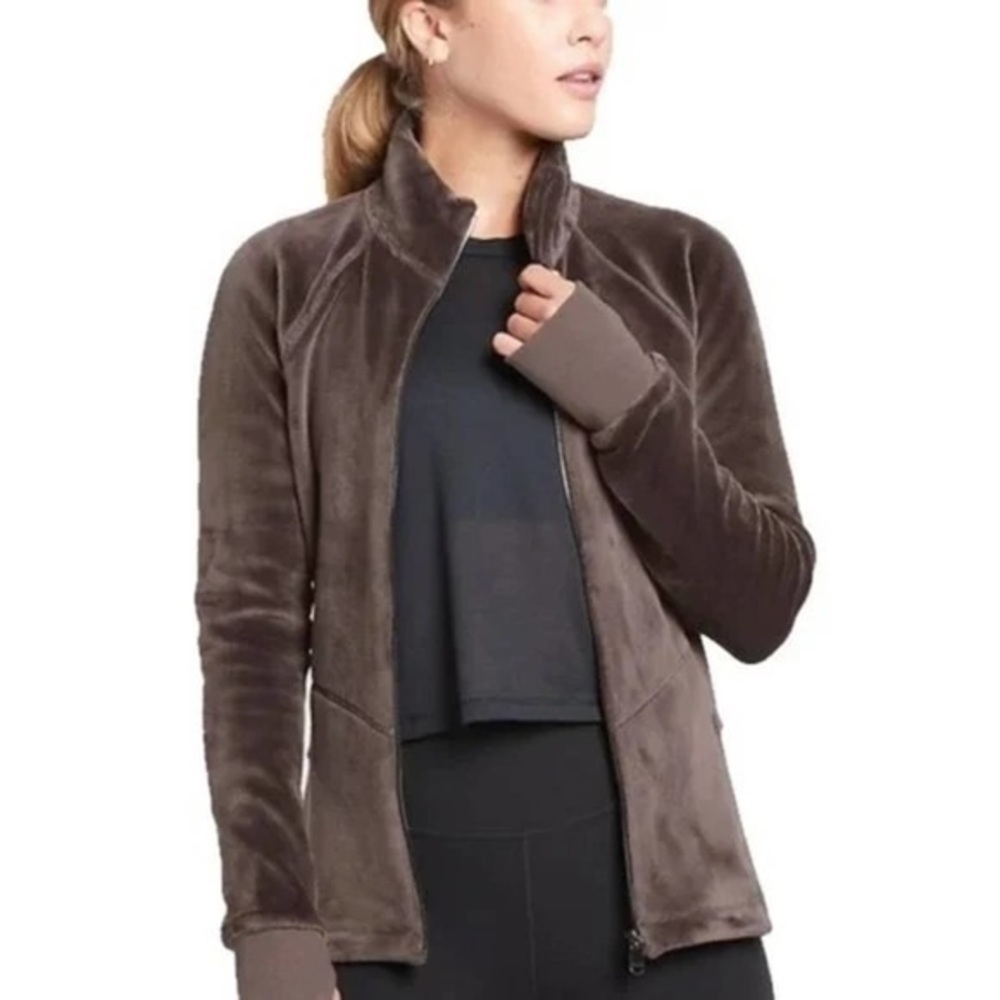 ATHLETA Cloud Fleece Jacket  Double Cozy Sweatshirt | Shale Medium